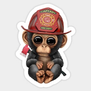 Cute Baby Chimp Firefighter Sticker